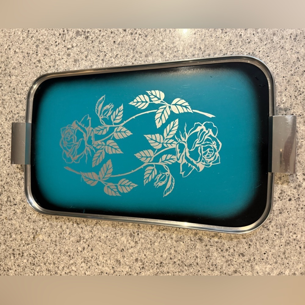 Vintage Silhouette Silver Floral Vanity Tray